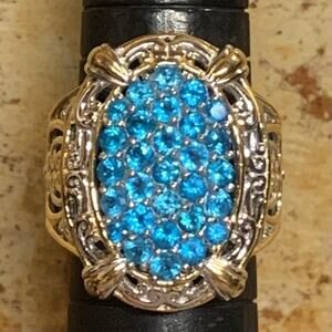 Gems En Vogue Ring Size 9 Sterling, Gold & Blue Apatite Michael Valitutti